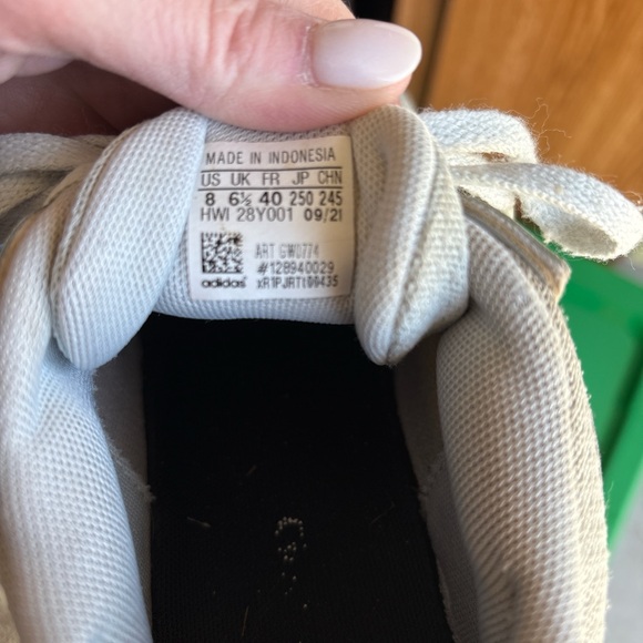 adidas light gray and white athletic sneakers with red logo - Picture 3 of 3